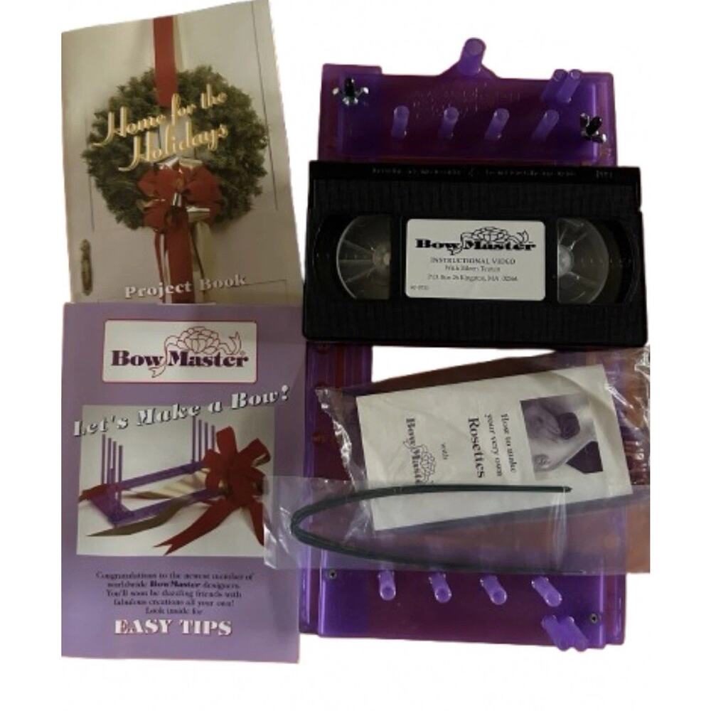 BowMaster Bow Maker Kit w VHS Instruction Video Book Ribbon Tool Craft Set